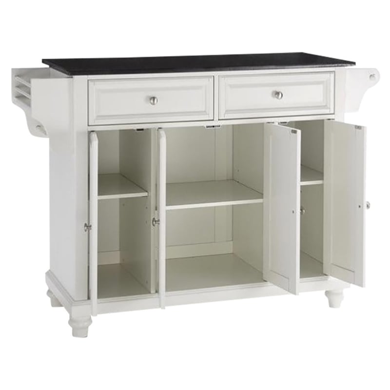 Catania Modern / Contemporary Black Granite Top Kitchen Island in White