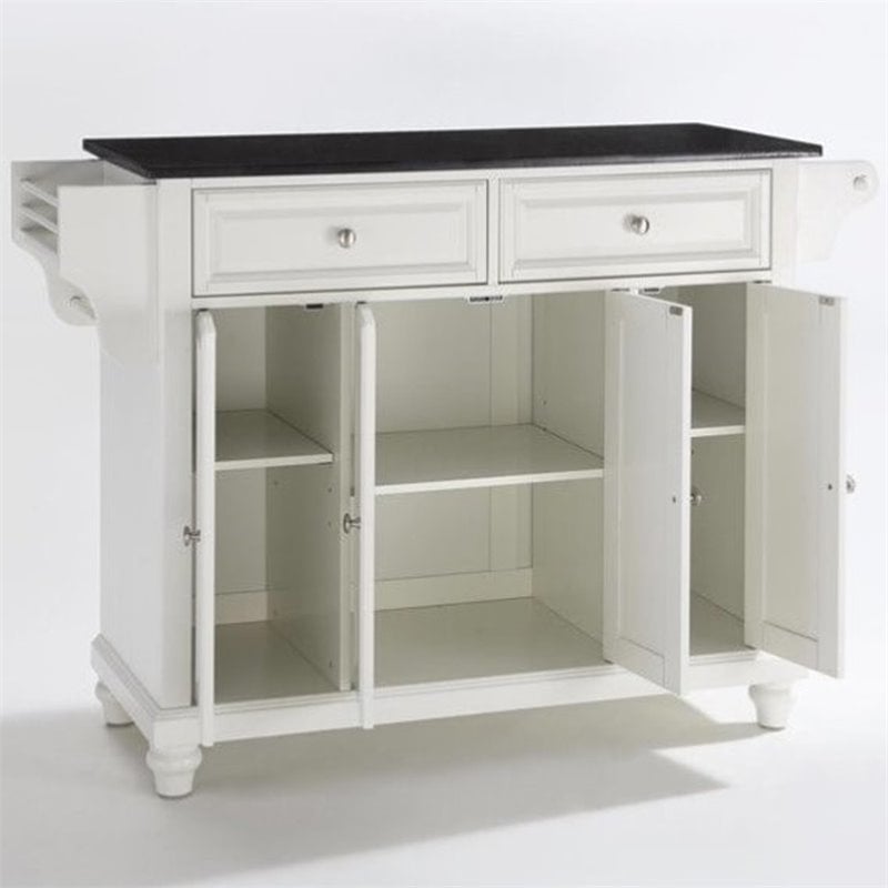 Catania Modern / Contemporary Black Granite Top Kitchen Island in White