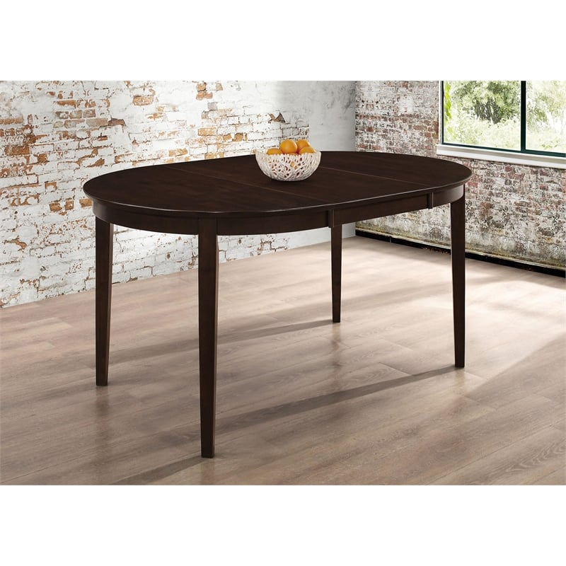 Catania Modern Oval Butterfly Leaf Wood Dining Table in Cappuccino