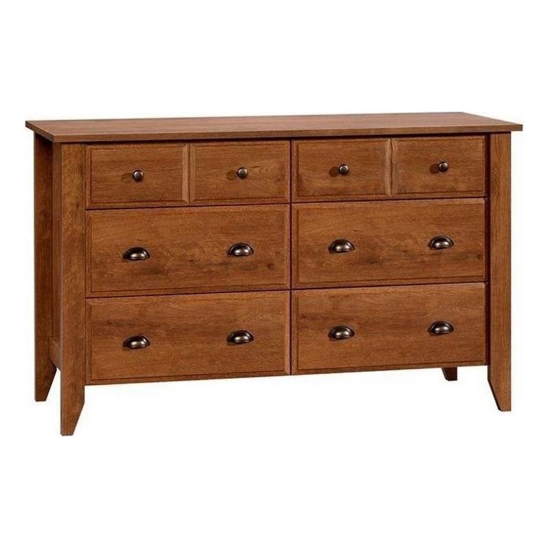 Catania 6-Drawer Transitional Engineered Wood Dresser in Oiled Oak