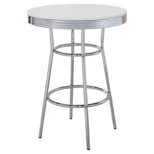Catania Modern 30&quot Round Metal Pub Table with Lacquer Tabletop in White