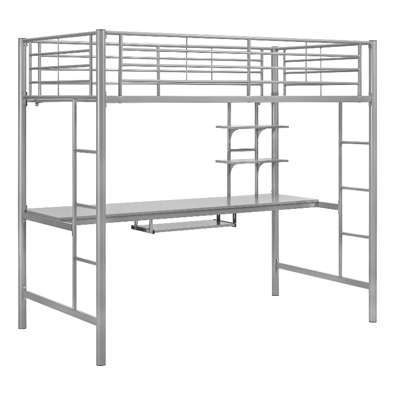 Catania Modern/Contemporary Metal Twin Loft bed with Workstation in Silver