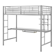 Catania Modern/Contemporary Metal Twin Loft bed with Workstation in Silver