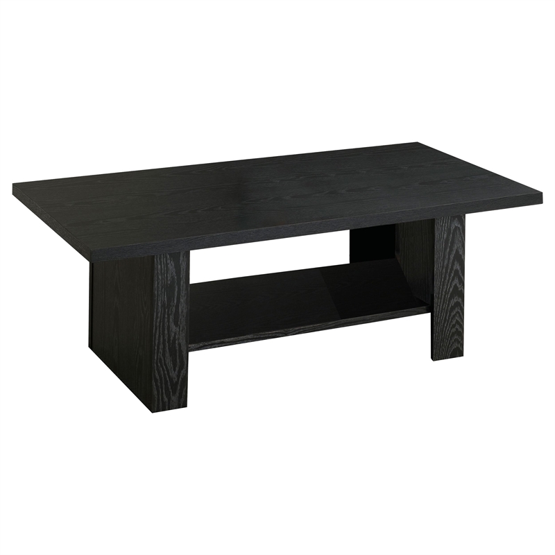 Catania Modern 3-Piece Wood Coffee Table Set with Shelf in Black Oak
