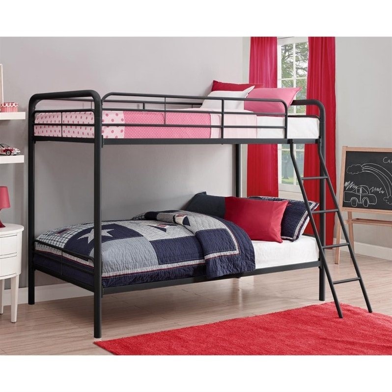 Catania Modern / Contemporary Metal Twin over Twin Bunk Bed in Black