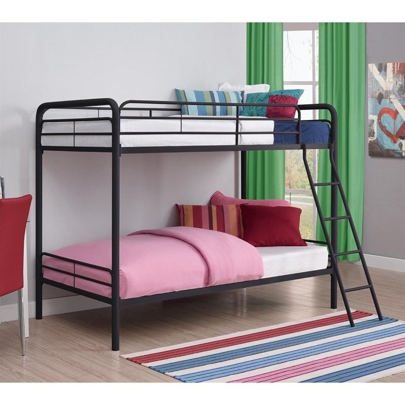Catania Modern / Contemporary Metal Twin over Twin Bunk Bed in Black