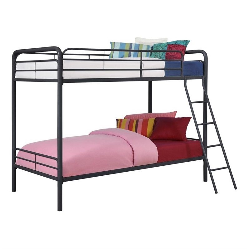 Catania Modern / Contemporary Metal Twin over Twin Bunk Bed in Black
