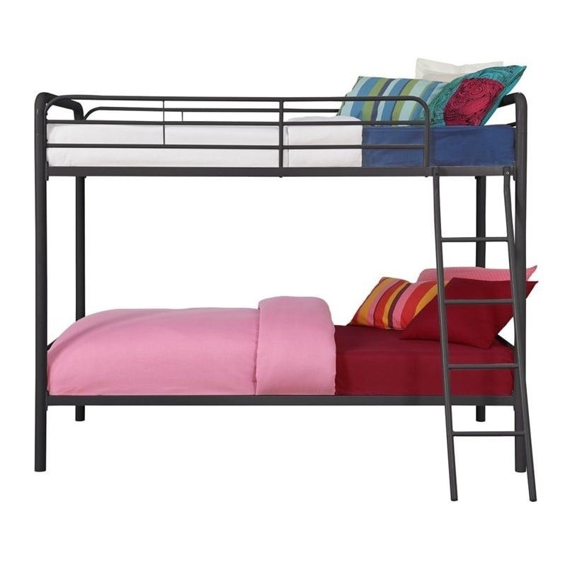 Catania Modern / Contemporary Metal Twin over Twin Bunk Bed in Black