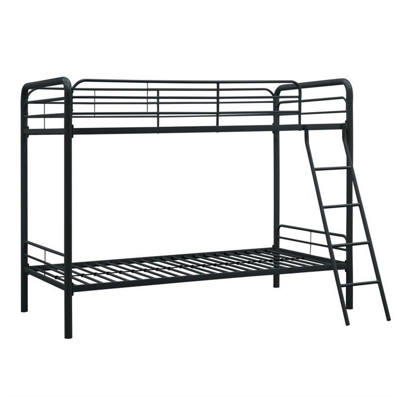 Catania Modern / Contemporary Metal Twin over Twin Bunk Bed in Black