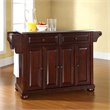 Catania Modern Stainless Steel Top Kitchen Island in Mahogany