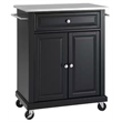 Catania Modern Stainless Steel Top Portable Kitchen Cart in Black