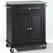 Catania Modern Gray Granite Top Portable Kitchen Cart in Black