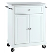 Catania Modern Stainless Steel Top Portable Kitchen Cart in White