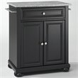 Catania Modern Gray Granite Top Portable Kitchen Island in Black