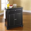 Catania Modern Black Granite Top Portable Kitchen Island in Black