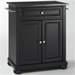 Catania Modern Black Granite Top Portable Kitchen Island in Black