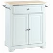Catania Modern Natural Wood Top Portable Kitchen Island in White