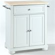 Catania Modern Natural Wood Top Portable Kitchen Island in White