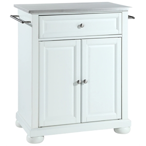 Catania Modern Stainless Steel Top Portable Kitchen Island in White