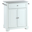 Catania Modern Stainless Steel Top Portable Kitchen Island in White