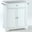 Catania Modern Stainless Steel Top Portable Kitchen Island in White