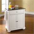 Catania Modern Black Granite Top Portable Kitchen Island in White