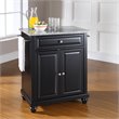 Catania Modern Gray Granite Top Portable Kitchen Island in Black