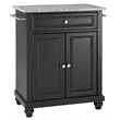 Catania Modern Gray Granite Top Portable Kitchen Island in Black