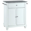 Catania Modern Gray Granite Top Portable Kitchen Island in White