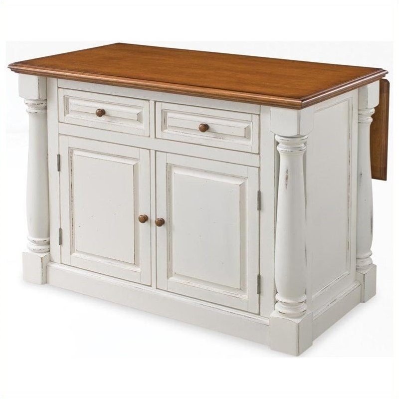 Catania Modern / Contemporary Wood Kitchen Island in Off White Finish