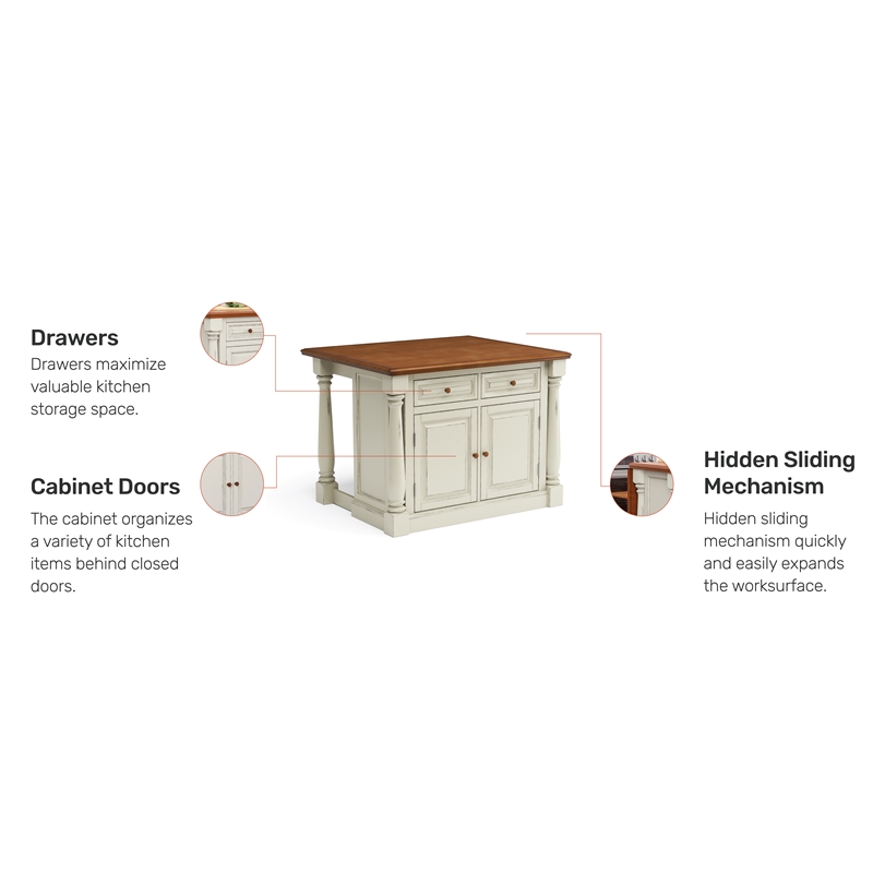 Catania Modern / Contemporary Wood Kitchen Island in Off White Finish