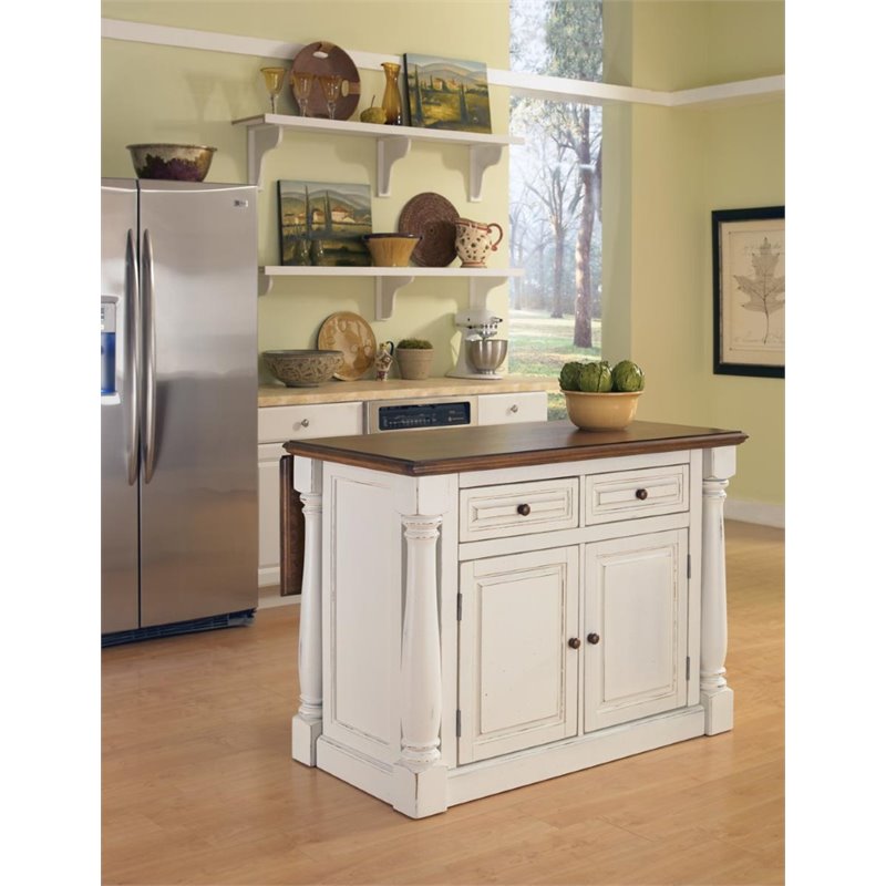 Catania Modern / Contemporary Wood Kitchen Island in Off White Finish
