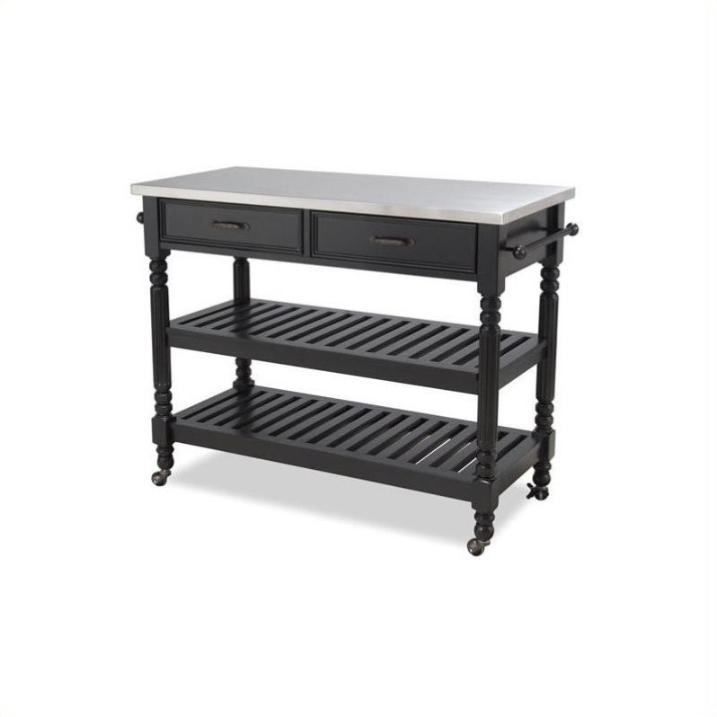 Catania Modern / Contemporary General Line Wood Rolling Kitchen Cart in Black