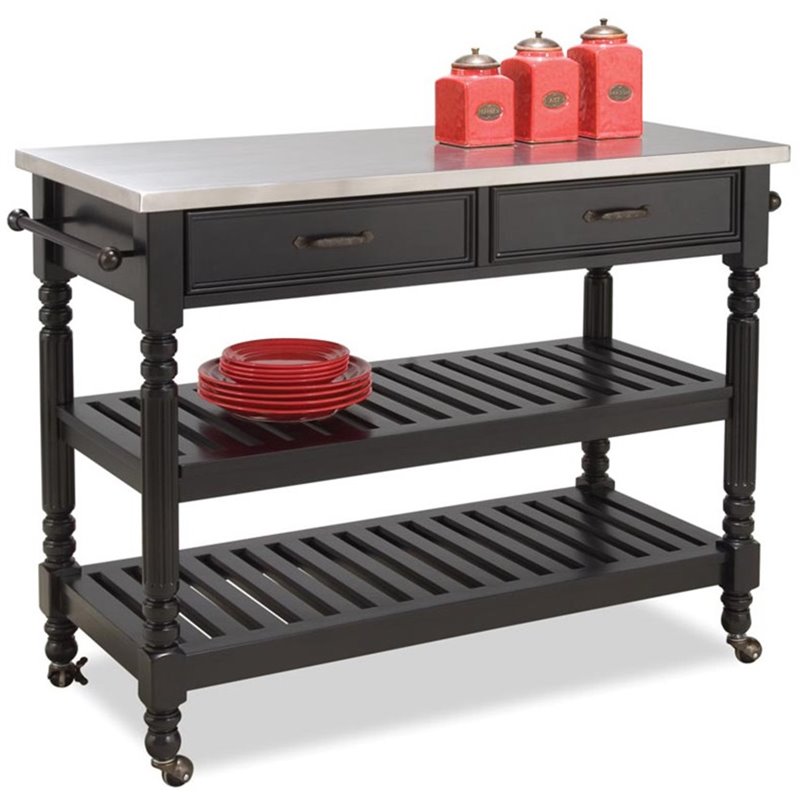 Catania Modern / Contemporary General Line Wood Rolling Kitchen Cart in Black