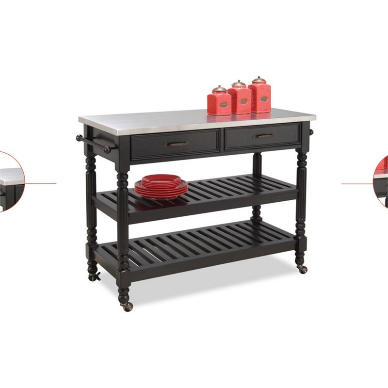 Catania Modern / Contemporary General Line Wood Rolling Kitchen Cart in Black