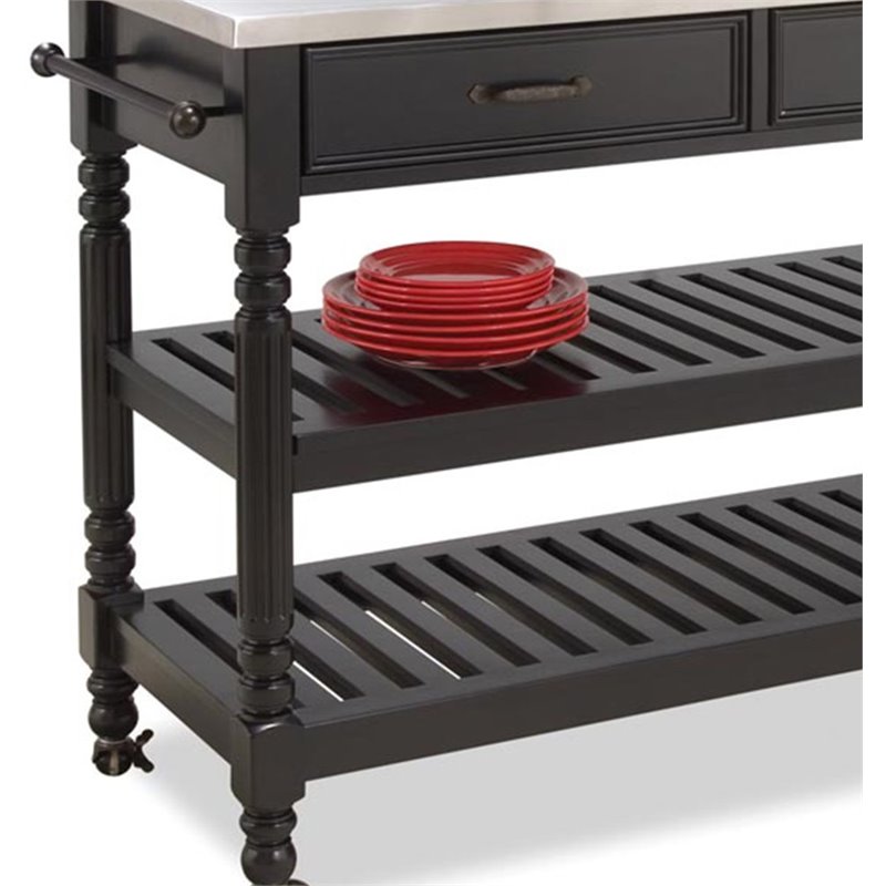 Catania Modern / Contemporary General Line Wood Rolling Kitchen Cart in Black