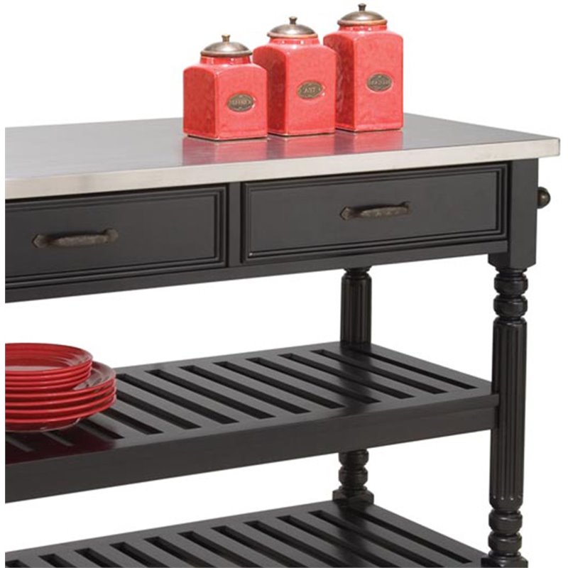 Catania Modern / Contemporary General Line Wood Rolling Kitchen Cart in Black