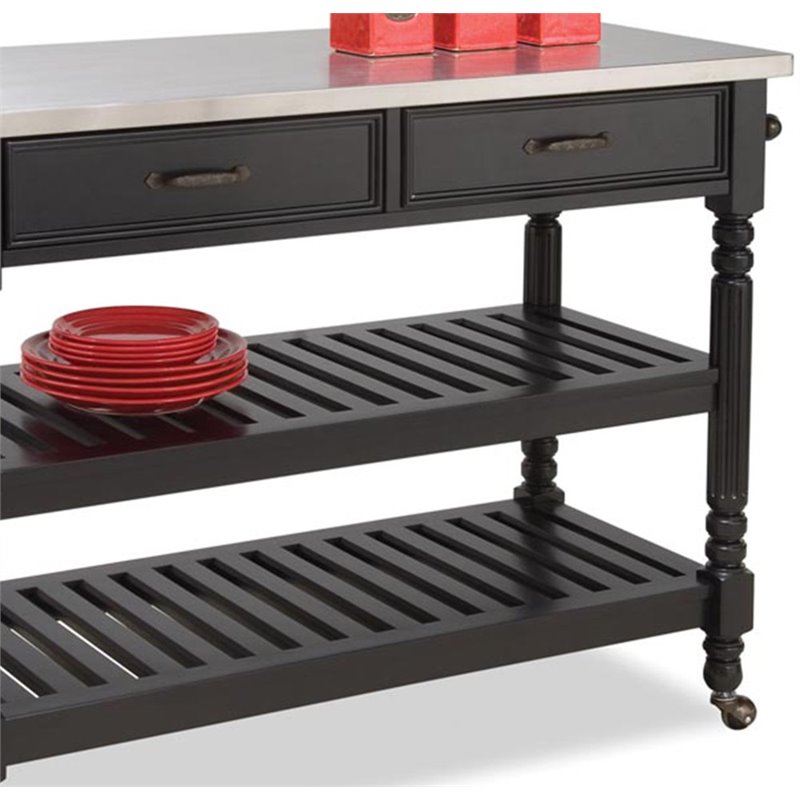 Catania Modern / Contemporary General Line Wood Rolling Kitchen Cart in Black