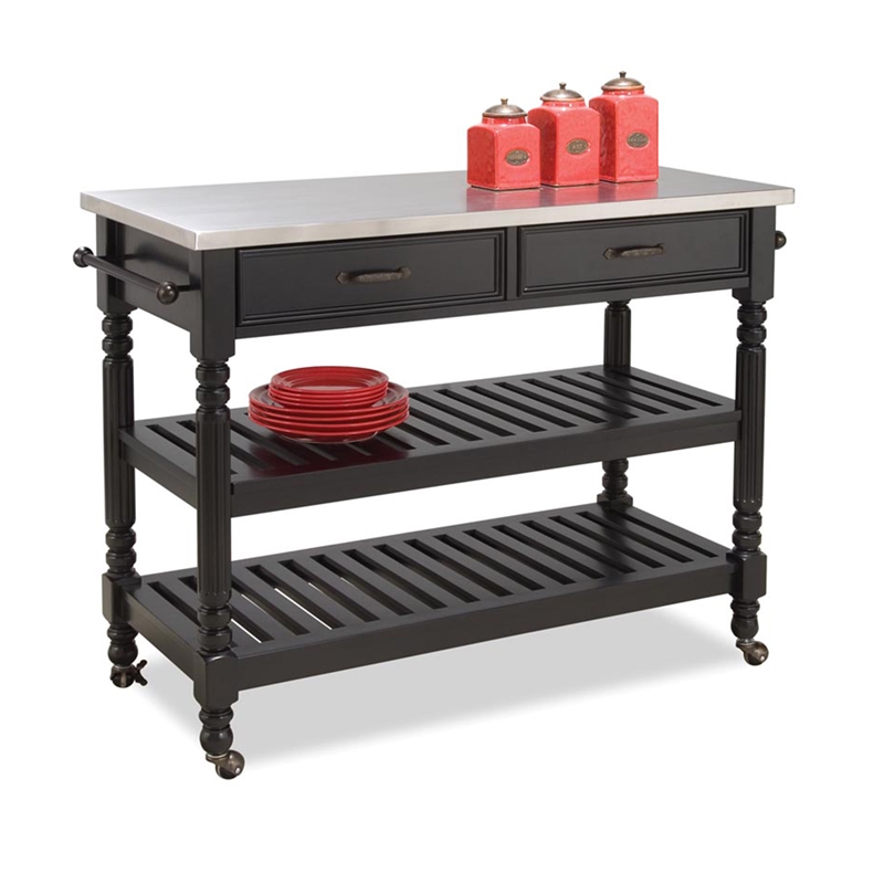 Catania Modern / Contemporary General Line Wood Rolling Kitchen Cart in Black