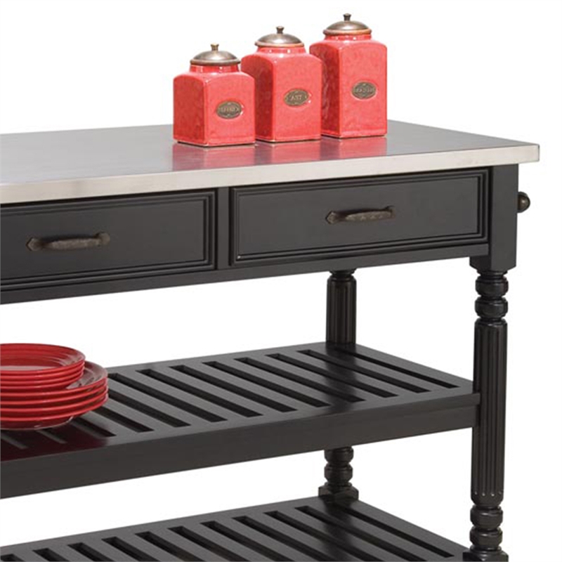 Catania Modern / Contemporary General Line Wood Rolling Kitchen Cart in Black