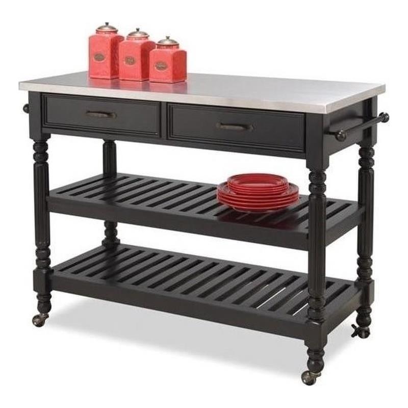 Catania Modern / Contemporary General Line Wood Rolling Kitchen Cart in Black