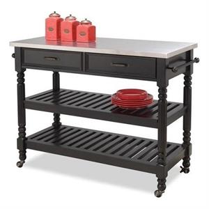 Catania Modern / Contemporary General Line Wood Rolling Kitchen Cart in Black
