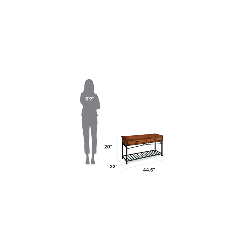Catania 2-Drawer Modern Wood Console Table in Distressed Oak
