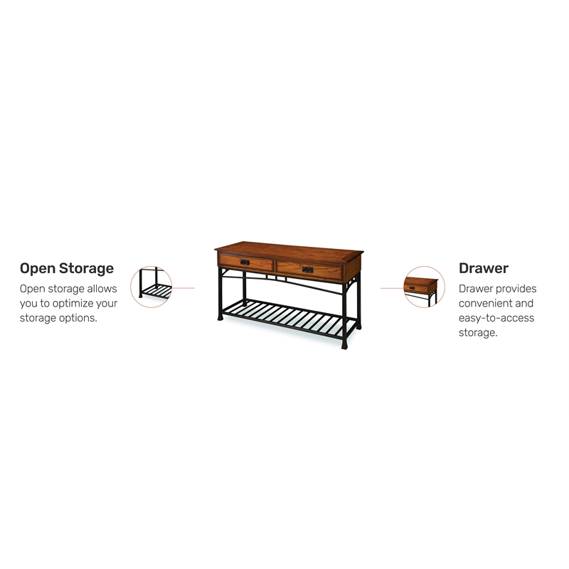 Catania 2-Drawer Modern Wood Console Table in Distressed Oak