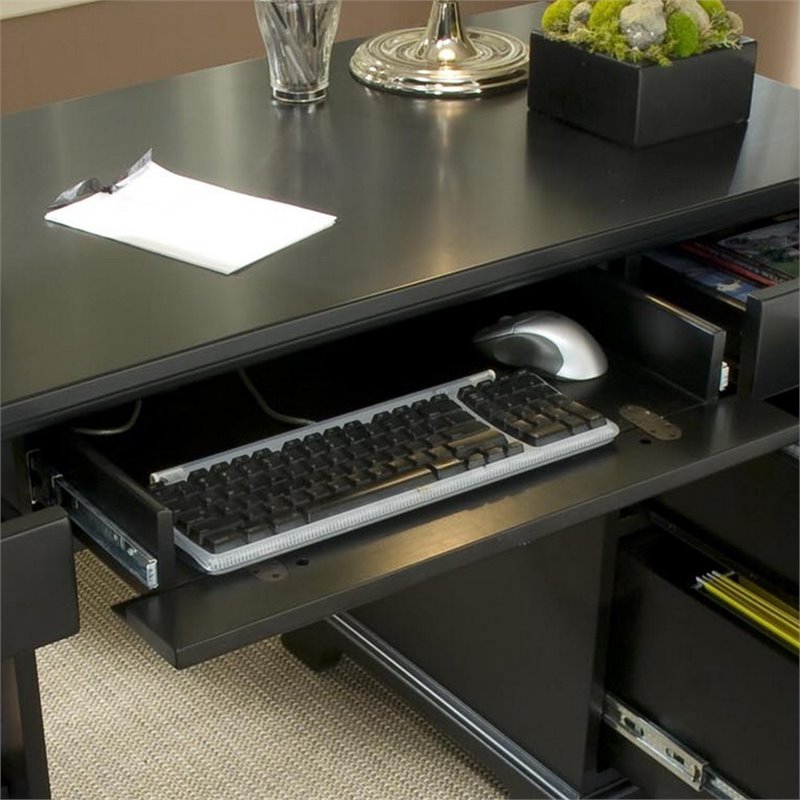 Catania Modern / Contemporary Wood Pedestal Desk in Black Finish