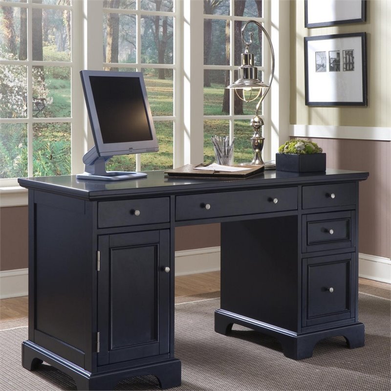 Catania Modern / Contemporary Wood Pedestal Desk in Black Finish