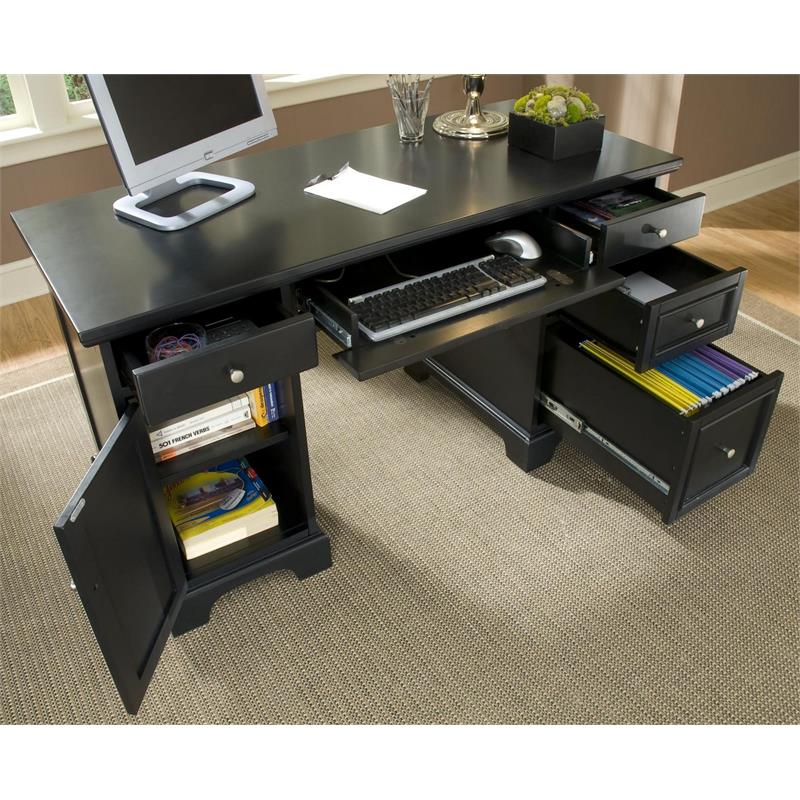 Catania Modern / Contemporary Wood Pedestal Desk in Black Finish