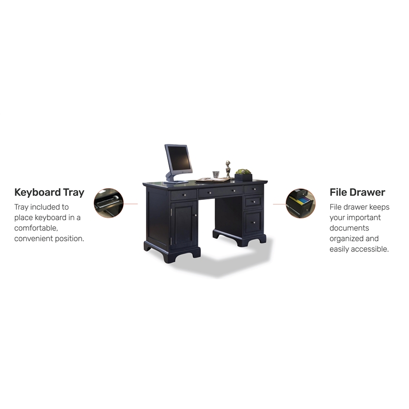 Catania Modern / Contemporary Wood Pedestal Desk in Black Finish