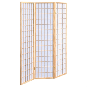 Catania Modern Wood Three Panels Screen Room Divider in Natural