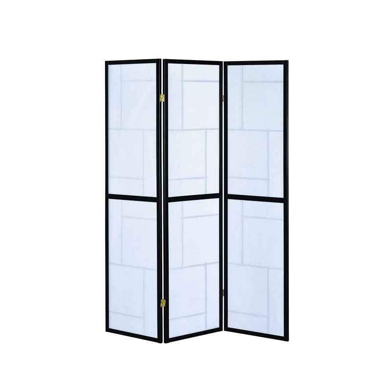 Catania Modern Wood Three Panels Folding Screen Room Divider in Black